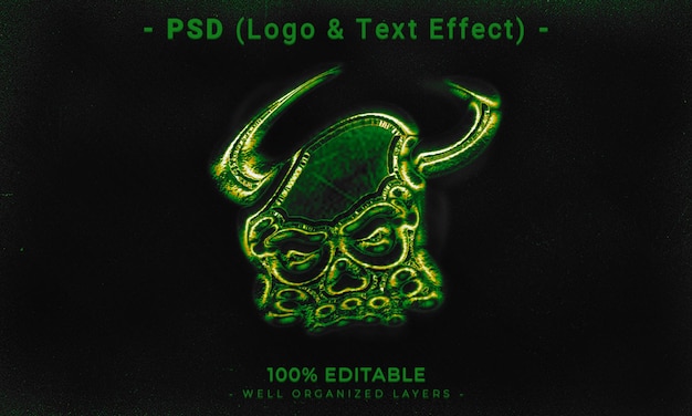 PSD logotipo editable en 3d y maqueta de estilo de efecto de texto con fondo abstracto oscuro