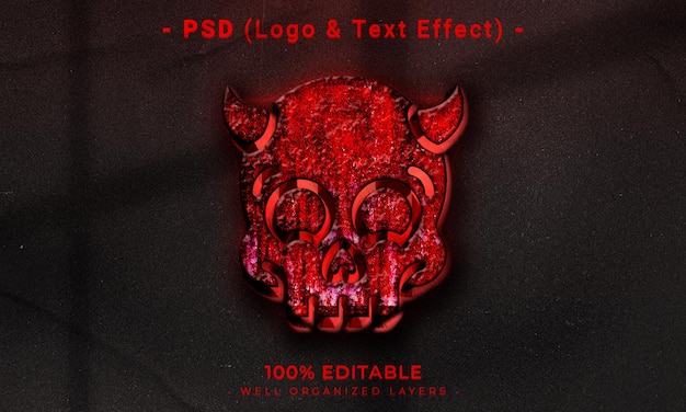 PSD logotipo editable en 3d y maqueta de estilo de efecto de texto con fondo abstracto oscuro