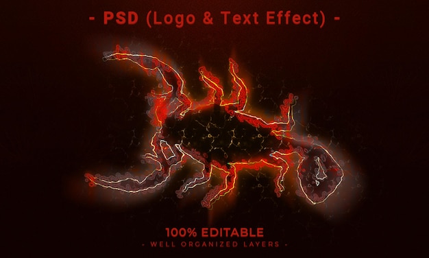 PSD logotipo editable en 3d y maqueta de estilo de efecto de texto con fondo abstracto oscuro