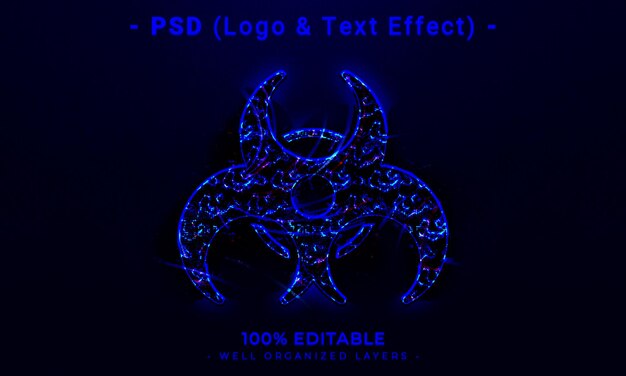 Logotipo editable en 3d y maqueta de estilo de efecto de texto con fondo abstracto oscuro