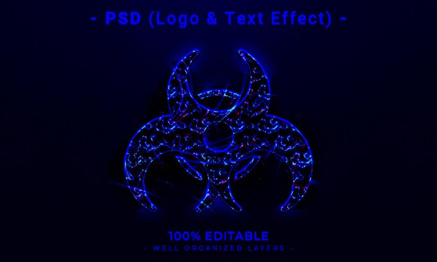 PSD logotipo editable en 3d y maqueta de estilo de efecto de texto con fondo abstracto oscuro