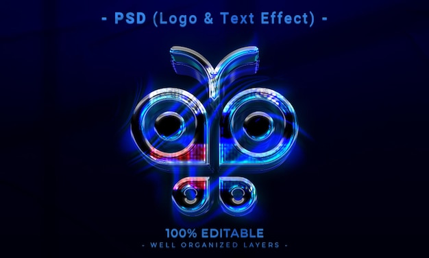 Logotipo editable en 3d y maqueta de estilo de efecto de texto con fondo abstracto oscuro