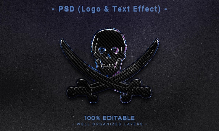 PSD logotipo editável 3d e modelo de estilo de efeito de texto com fundo abstrato escuro