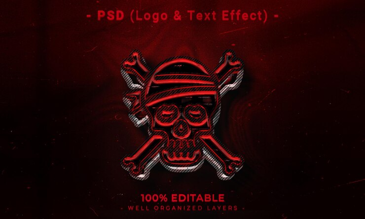 PSD logotipo editável 3d e modelo de estilo de efeito de texto com fundo abstrato escuro
