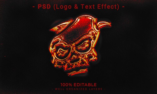 PSD logotipo editável 3d e modelo de estilo de efeito de texto com fundo abstrato escuro