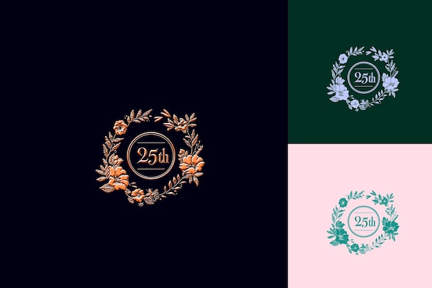 Logotipo elegante con texto Logotipo del 25o emblema con un marco circular Vector Colecciones de diseño abstracto