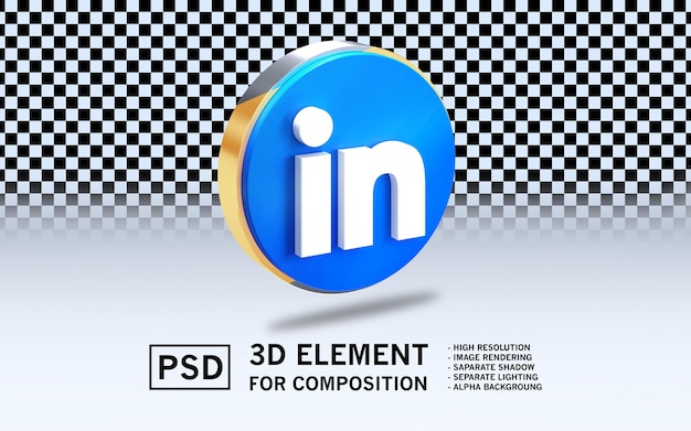 El logotipo del elemento de renderización 3D Sosmed LinkedIn