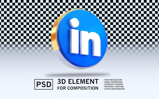 El logotipo del elemento de renderización 3D Sosmed LinkedIn