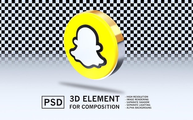 El logotipo del elemento de renderización 3D Sosmed SnapChat