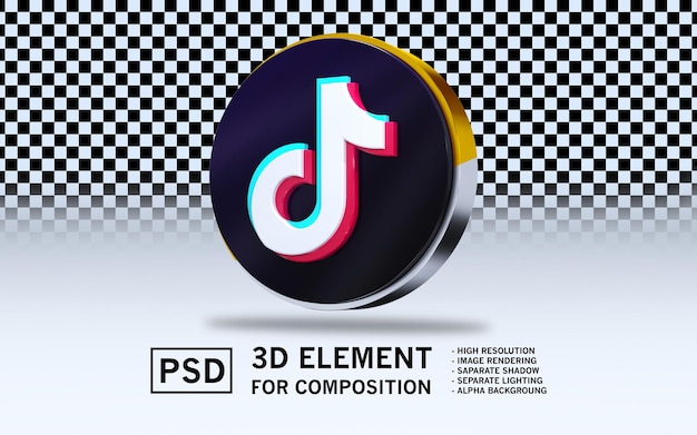 El logotipo del elemento de renderización 3D Sosmed Tiktok