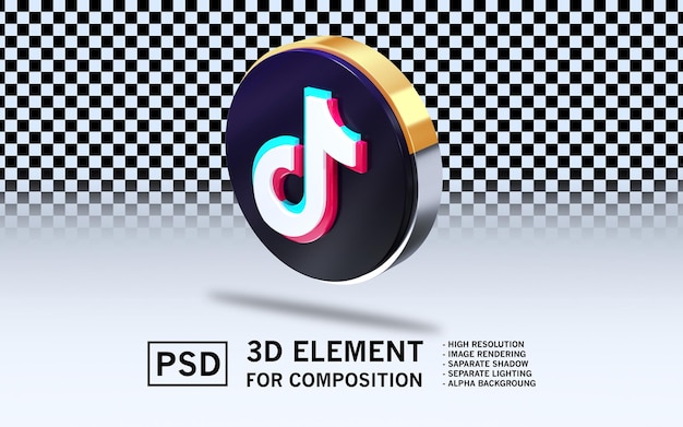 El logotipo del elemento de renderización 3D Sosmed Tiktok