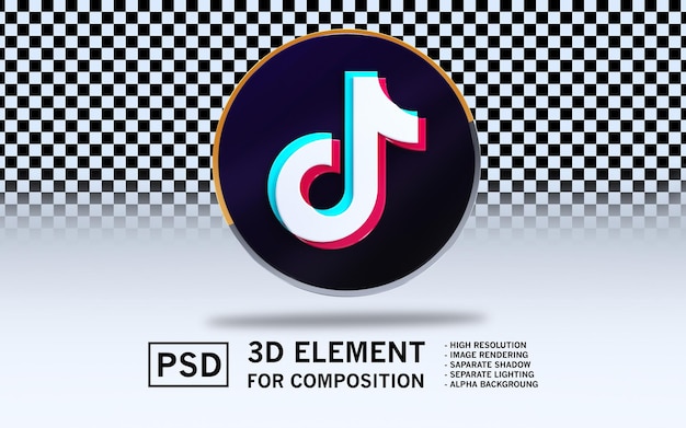 El logotipo del elemento de renderización 3D Sosmed Tiktok