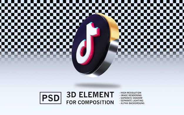 El logotipo del elemento de renderización 3D Sosmed Tiktok