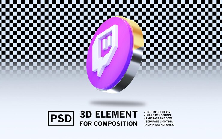 PSD el logotipo del elemento de renderización 3d sosmed twitch