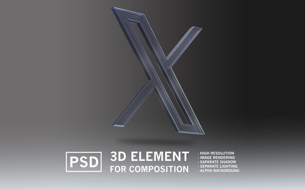 El logotipo del elemento de renderización 3D Sosmed X