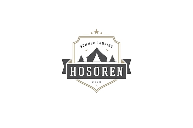 Logotipo em forma de escudo para o clube de acampamento de verão