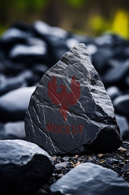 PSD logotipo em maquete de rocha