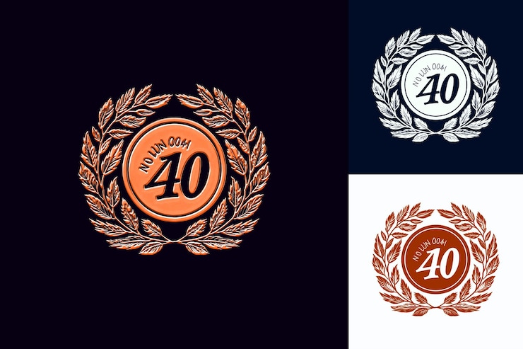PSD el logotipo del emblema del 40 aniversario con un 40 estilizado en las colecciones de diseño abstracto de cente vector