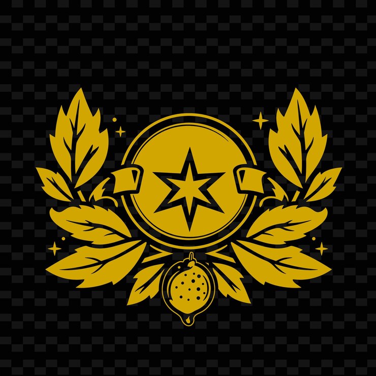 PSD logotipo del emblema del bálsamo de limón con corona decorativa y estrella en las colecciones de diseño vectorial de hierbas de le nature