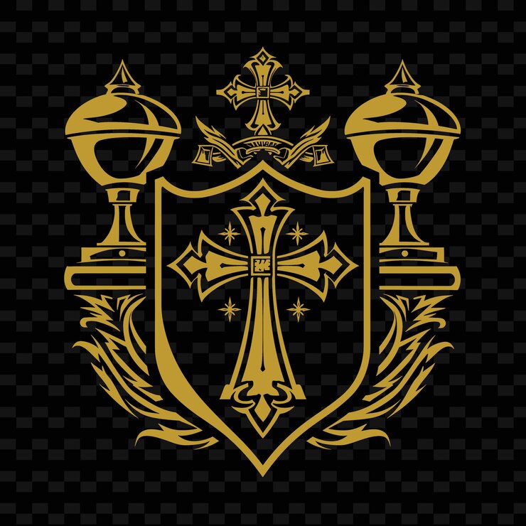 PSD logotipo del emblema de los caballeros templarios con cruces y cálices para diseños vectoriales tribales de de creative