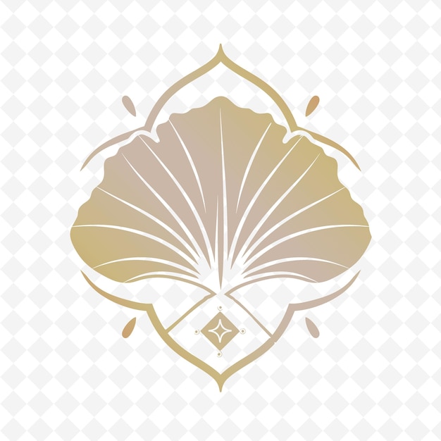 PSD logotipo del emblema de la hoja de ginkgo biloba con borde decorativo y colecciones de diseño vectorial de hierbas de di nature