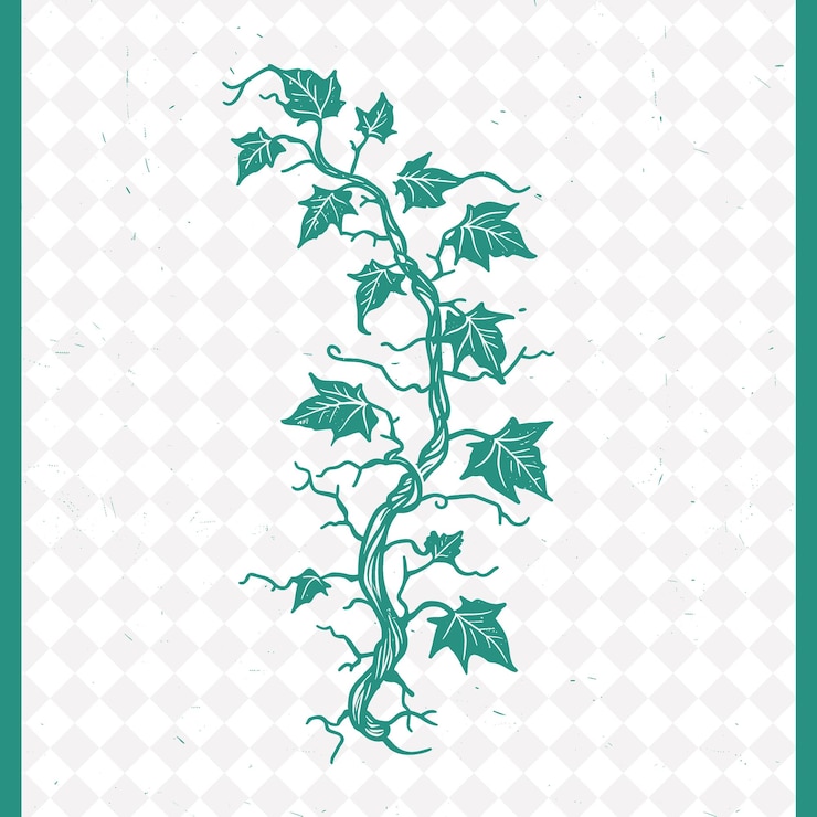PSD el logotipo del emblema de la vid de hiedra rústica con diseños vectoriales de plantas creativas de textu decorative distressed