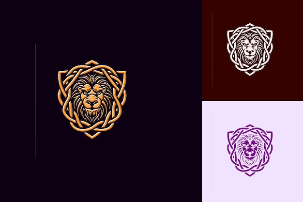Logotipo de escudo de nudo celta robusto con patrones entrelazados y diseños vectoriales abstractos creativos