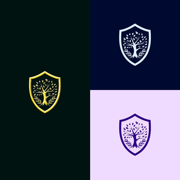 Logotipo del Escudo del Premio de Protección Ambiental con árboles y diseños vectoriales creativos y únicos de Rec