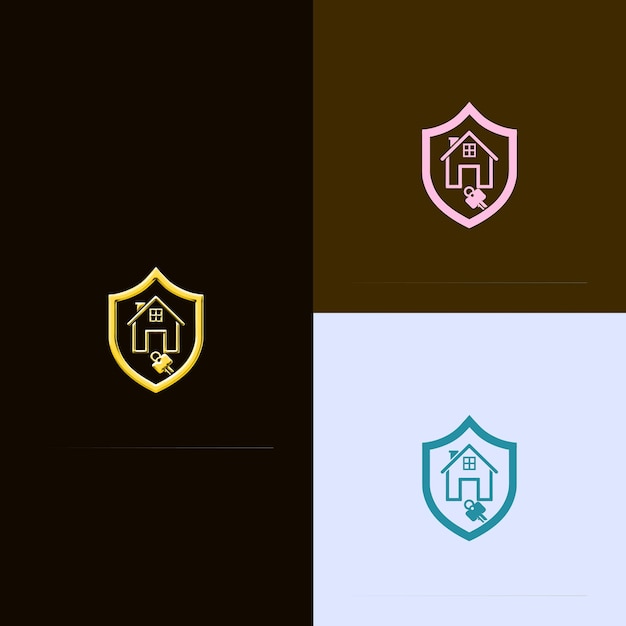 El logotipo del escudo de premios inmobiliarios y inmobiliarios con diseños vectoriales creativos y únicos de House y Ke