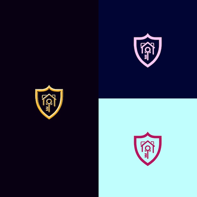 El logotipo del escudo de premios inmobiliarios y inmobiliarios con diseños vectoriales creativos y únicos de house y ke