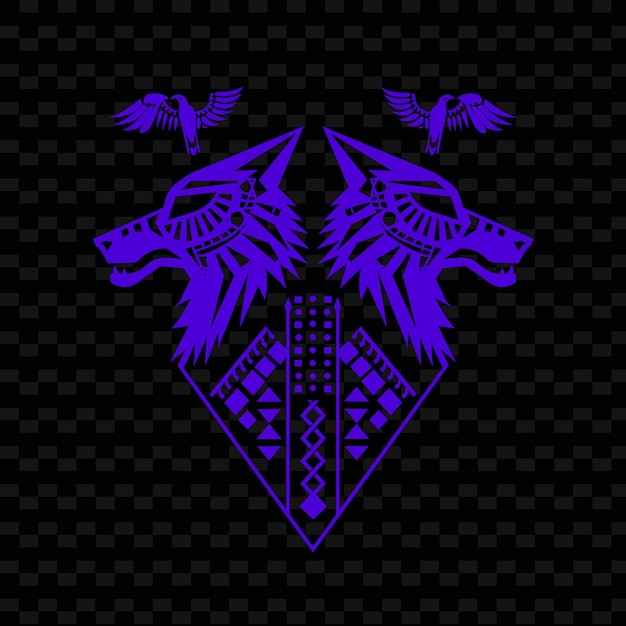 Logotipo estándar de Draco tracio-dacio con lobos y falsos F Diseños vectoriales tribales creativos