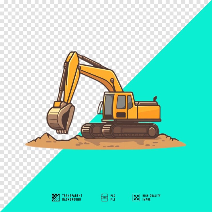 PSD el logotipo de la excavadora vectorial en un archivo png transparente de estilo clipart