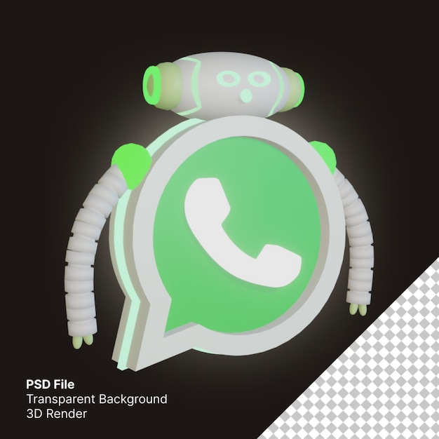 PSD logotipo exclusivo do whatsapp em 3d com tema robótico três