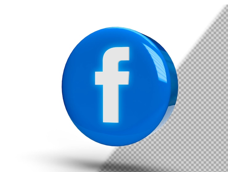 PSD logotipo de facebook que brilla intensamente en un círculo 3d realista
