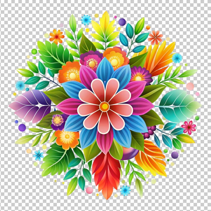 PSD logotipo floral de colores aislado sobre fondo blanco