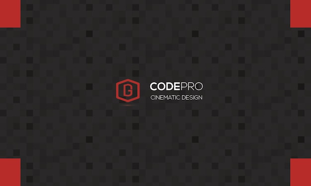 Logotipo y fondo de diseño cinematográfico de CodePro para presentaciones profesionales