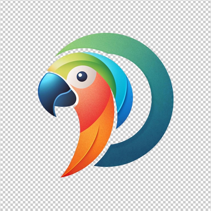 PSD logotipo en forma de loro sobre un fondo blanco