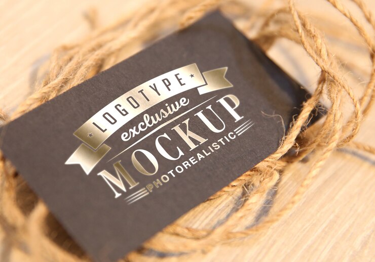 PSD logotipo fotorrealista maqueta en estilo vintage