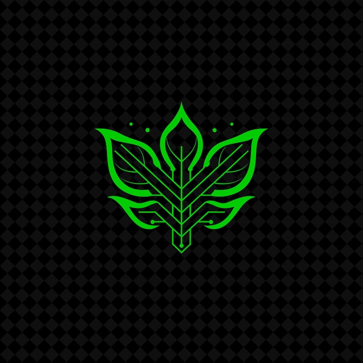 PSD el logotipo futurista del circuito de ivy con cables decorativos y diseños vectoriales de plantas creativas brillantes