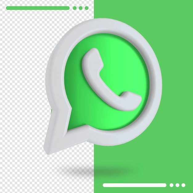 Logotipo girado 3d do whatsapp em renderização 3d