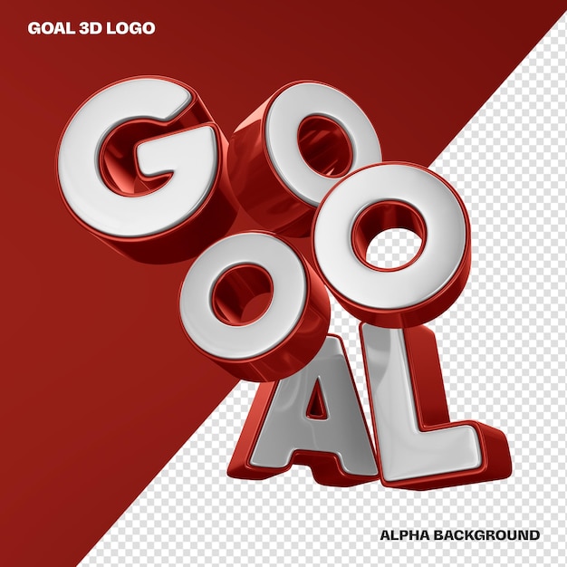 PSD logotipo de gol rojo 3d