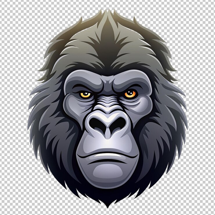 PSD logotipo gorila icono gorila vector de cabeza de gorila en un fondo transparente