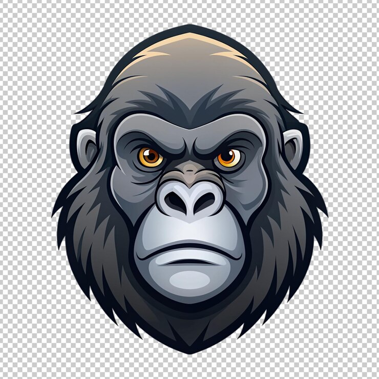 PSD logotipo gorila icono gorila vector de cabeza de gorila en un fondo transparente
