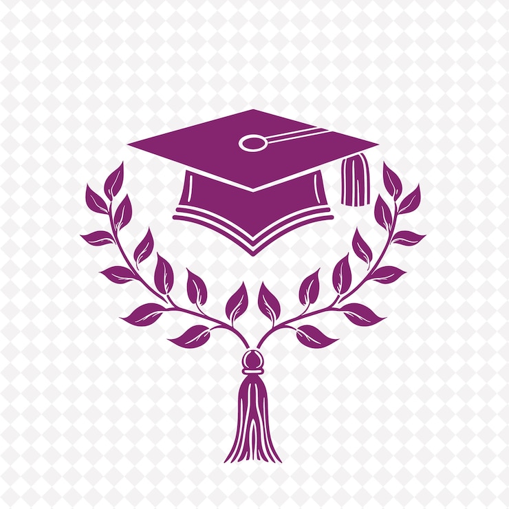 PSD el logotipo de la gorra de graduación de la hiedra educativa con una pizarra decorativa un diseño vectorial de plantas creativo