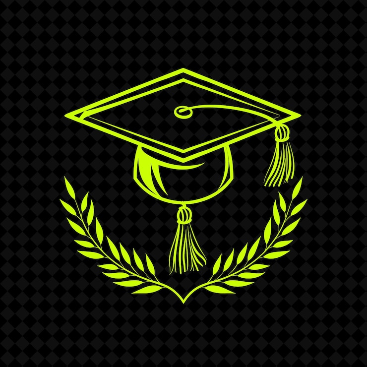 PSD el logotipo de la gorra de graduación de la hiedra educativa con una pizarra decorativa un diseño vectorial de plantas creativo