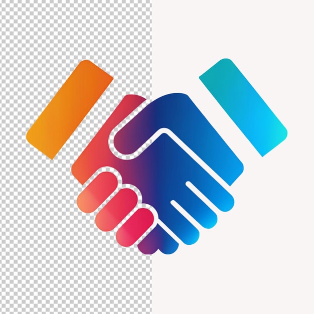Logotipo de gradiente de apretón de manos en fondo transparente