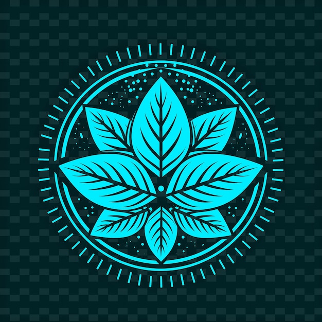 PSD el logotipo de la hoja de albahaca con patrones geométricos decorativos y colecciones de diseño vectorial de hierbas naturales