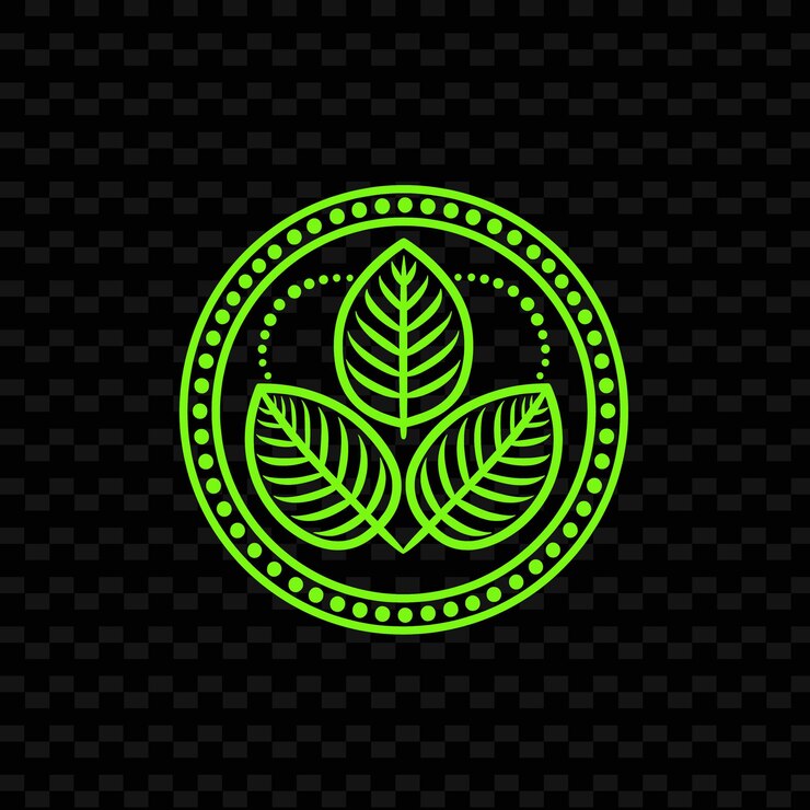 PSD el logotipo de la hoja de albahaca con patrones geométricos decorativos y colecciones de diseño vectorial de hierbas naturales