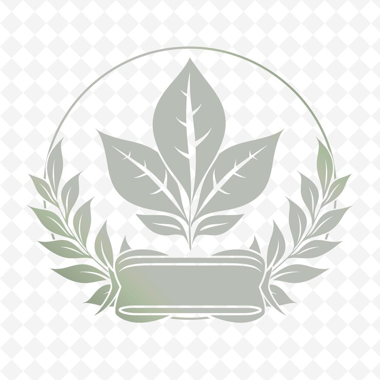 PSD logotipo de la hoja de menta con cinta decorativa y mariposa colecciones de diseño vectorial de hierbas de la naturaleza g