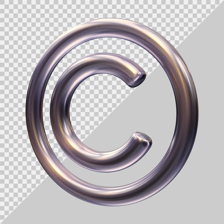PSD logotipo de icono de copyright con estilo moderno 3d